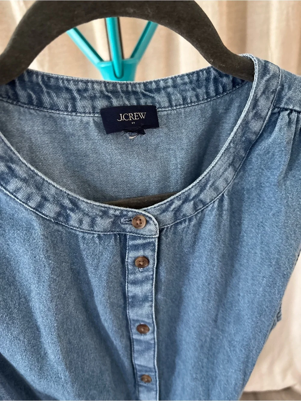 J. Crew Light Blue Chambray denim Button-Front Dress